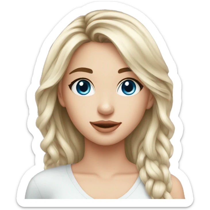 A beauty young girl, about 21 years old, blue eyes, shor hair and withe skin  sticker