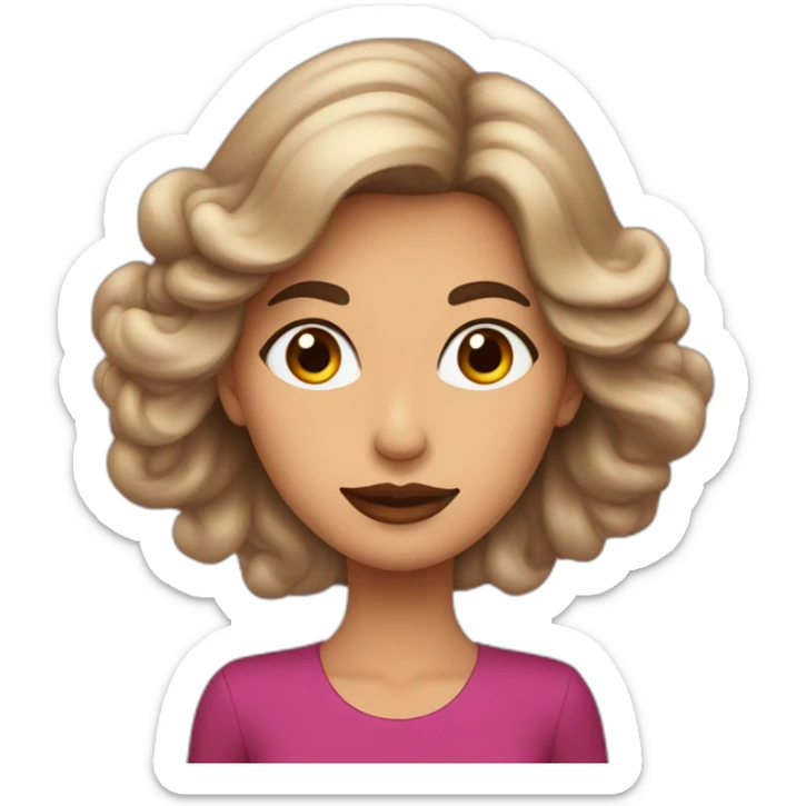 mujer trigueña de pelo ondulado y largo, ojos color marrón oscuro y labios rosados sticker