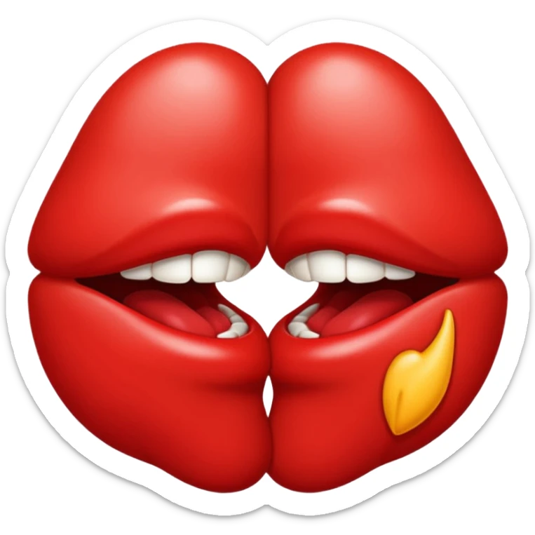 A kiss emoji biting the lip of the other kiss emoji sticker