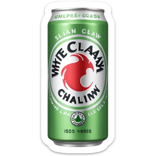 A skinny slim can of white claw alcohol with green label like real white claw sticker