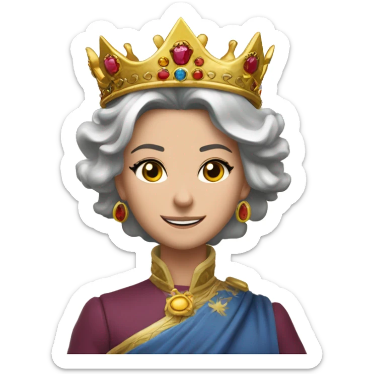 Una leon  fuerte rugiendo ,  alegre y elegante de pcon corona de brillo de Reyna  sticker