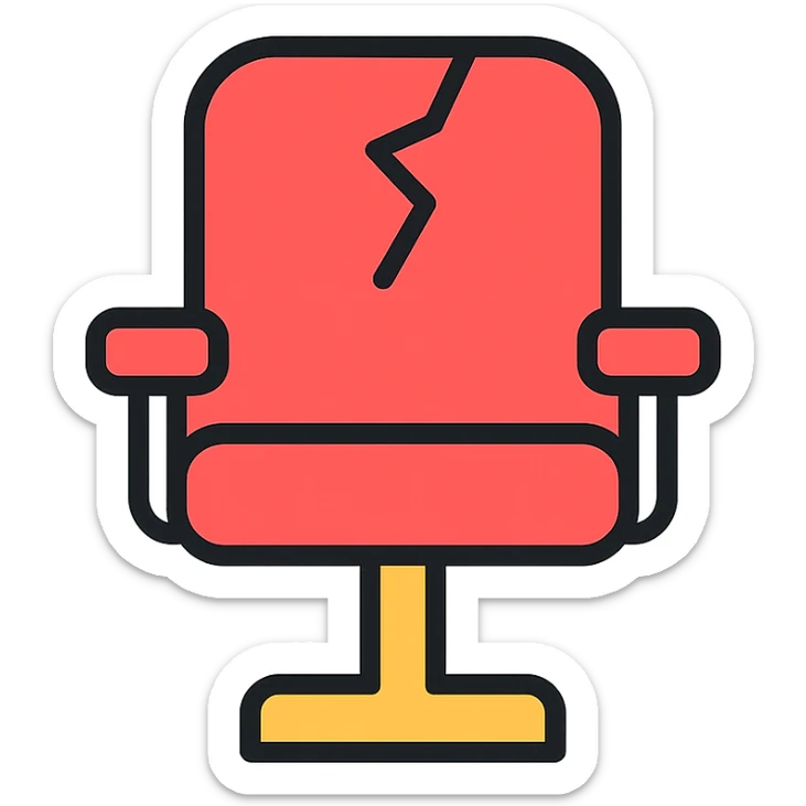 damaged football seat, minimal, clean, inspired by Airbnb category icons, simple color palette, clear outlines, modern icon style sticker