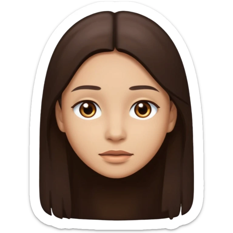 Create a emoji version of me with light skin color, brown eyes and dark brown straight long hair  sticker