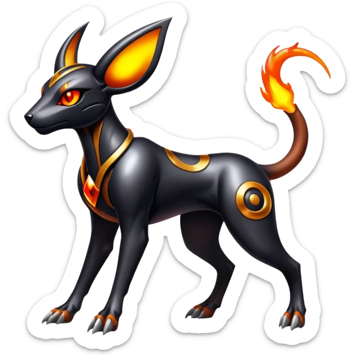 Shiny Gothic Exotic Futuristic Houndoom-Genesect-Torracat-Pokémon-Fakémon-hybrid-creature sticker