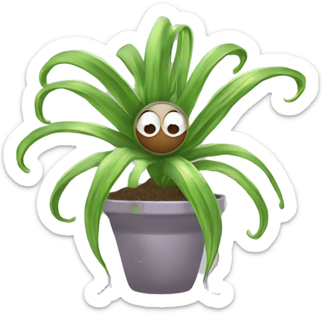 A magical sentient spider-plant who has a dirt ball at his center, and long tendrils￼ sticker