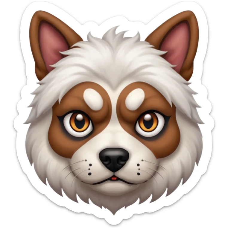 tattooed scary looking dog with heavy face tattoes, white dog sticker