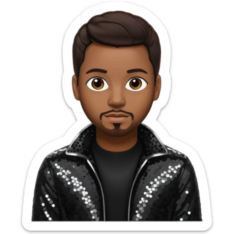 Avant, R&B Singer (b.1978) with dark brown hair, black sequin outfit sticker