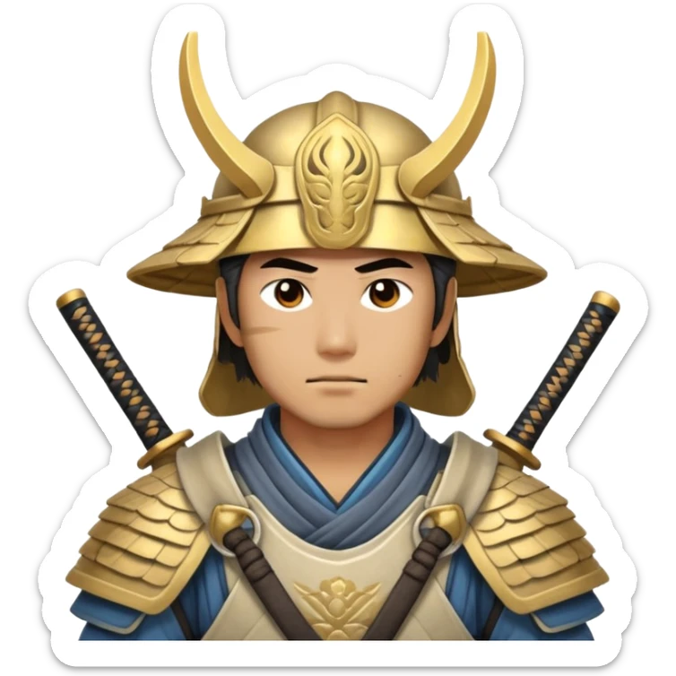 male samurai warrior with angelic halo and nomadic traveling gear sticker