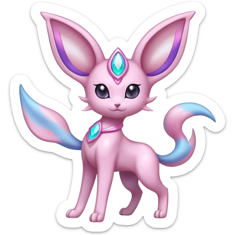 Shiny Cool Sparkly Cute Ethereal Espeon-Sylveon-Fakemon-hybrid-fusion- full body sticker