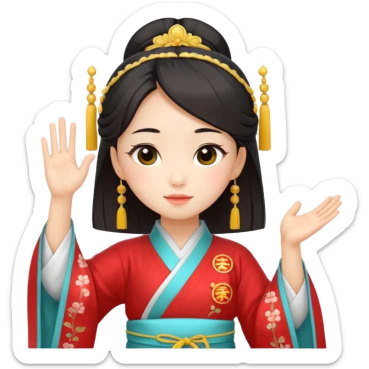 cute and sexy chinese girl in hanfu, saluting with respect sticker