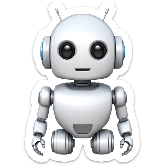 robot old cartoon simple kid toy white innocent funny gudget chatGPT round adorable sticker