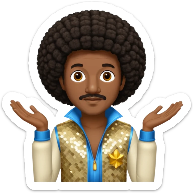 Walter Williams from The O'Jays with dark brown afro hair, cream sequin outfit sticker