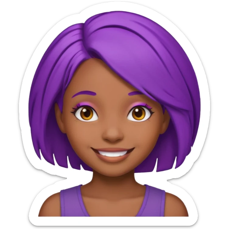nerd emoji but it’s a black girl with purple hair sticker