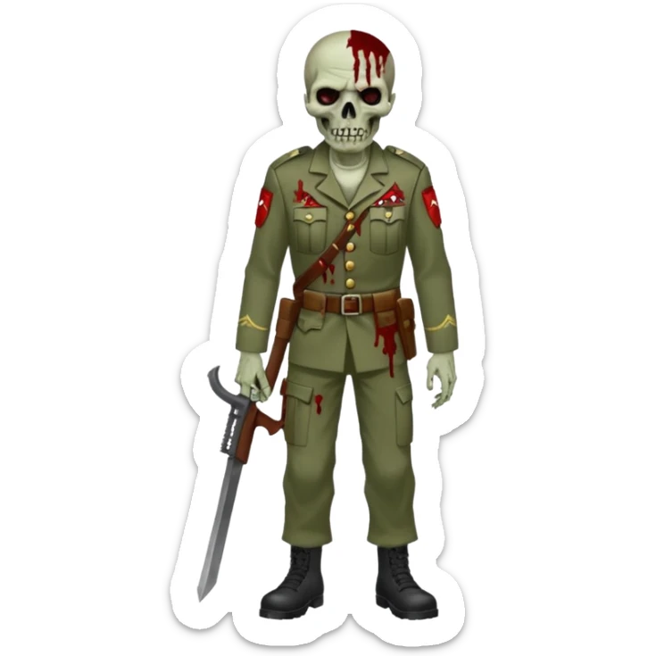 Rotting corpse zombie soldiers, full body, in the style.of your bleeding skull art. sticker