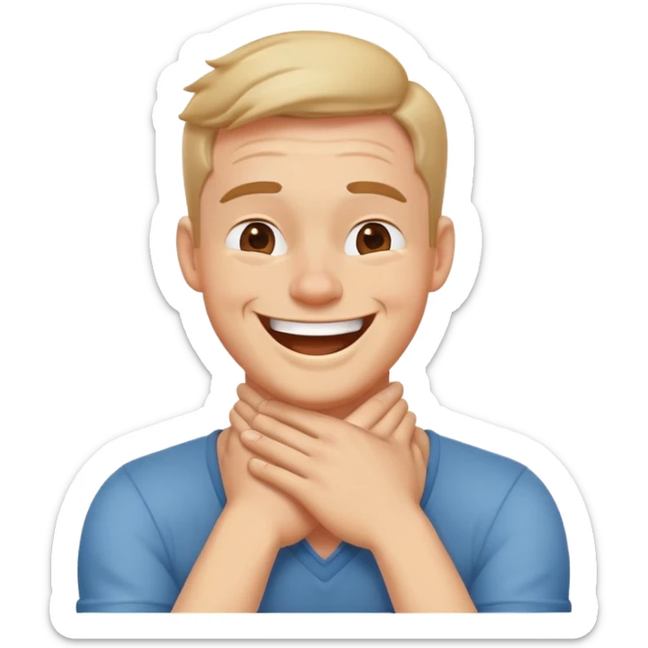 Arms crossed holding neck laughing guy sticker