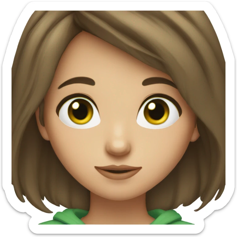 Brown hair girl green eyes sticker