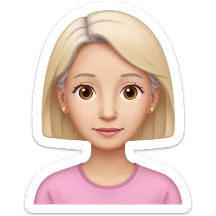 Memoji woman baju pink muka,telinga warna cream, telinga pakai alat dengar warna beinge sticker