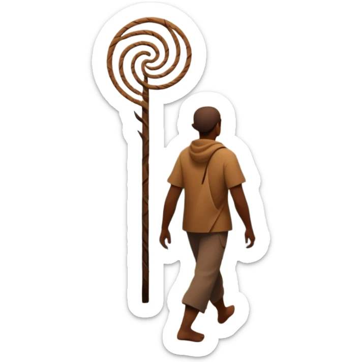una figura humana sencilla como pintura rupestre caminando hacia una montaña la montaña hecha con líneas curvas primitivas
un animal totémico minimal 
un espiral tipo energía ancestral de fondo 
una mano prehistórica adaptada a ícono
Con una runa moderna inspirada en naturaleza sticker
