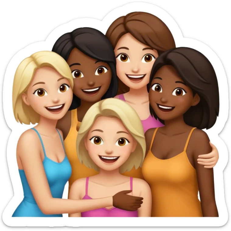 Four female friends, two are Latin one is black and one is white  sticker
