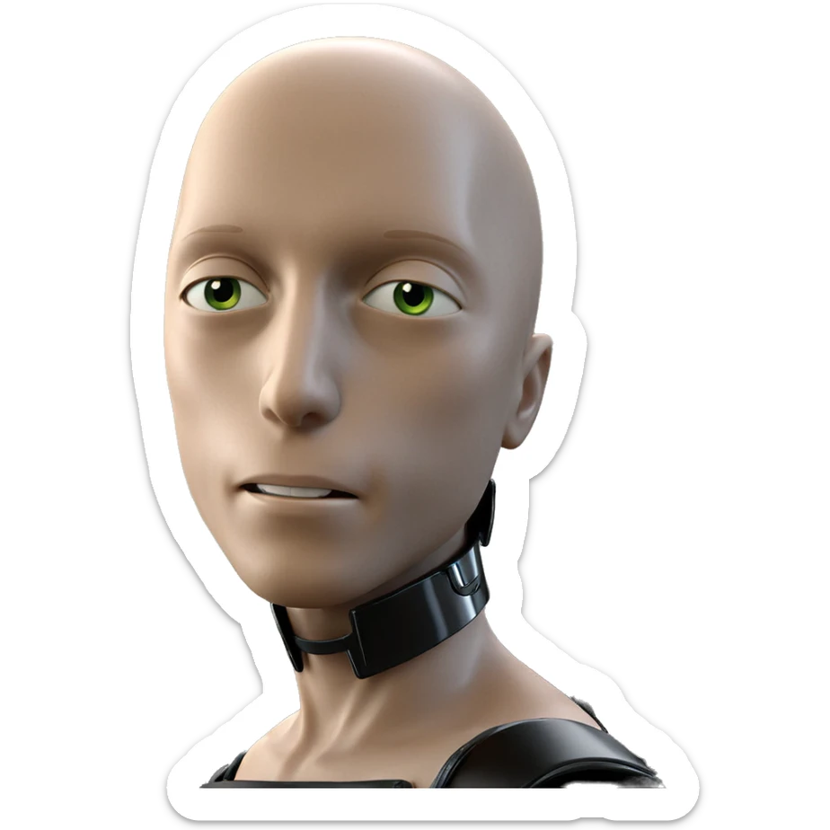 bald android sci-fi parody sticker