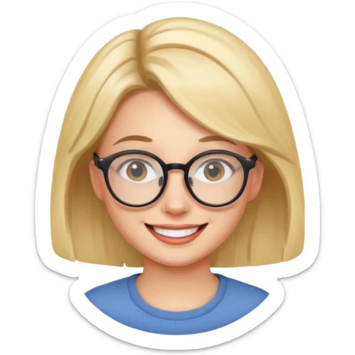 une personne joli de face avec des detail et des accessoires /lunettes dans un rond  sticker