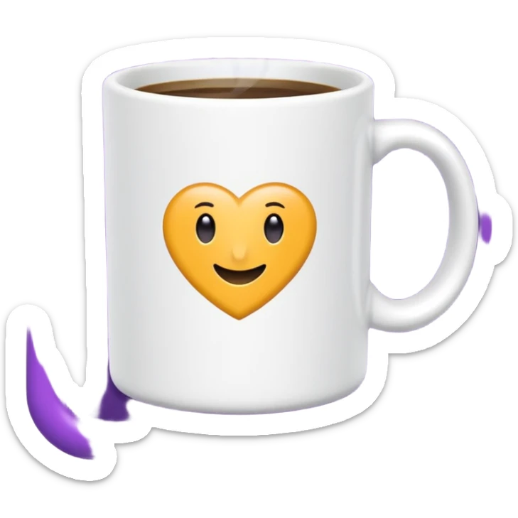 Emoji de taza blanca de la serie ‘friends’ el marco color morado sticker