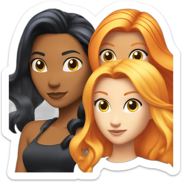 totally spies 3 girls with blond-hair black-hair orange-hair sticker