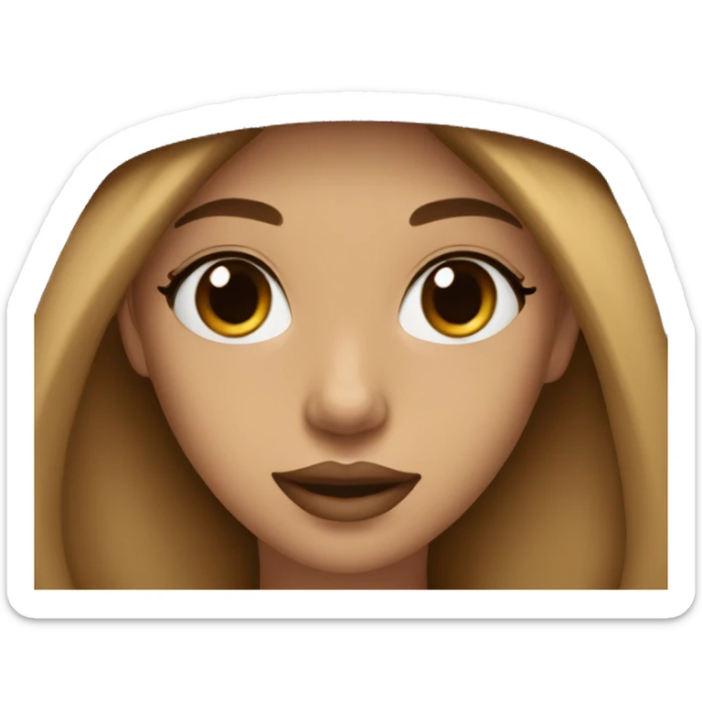 A beautiful woman wearing a black cap and black sweatshirt, big lips, brown straight long hair.  sticker