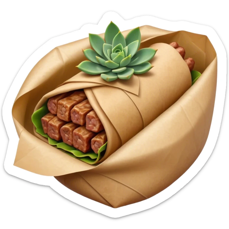 Gyros Cinematic Realistic Gyros Dish Emoji, depicted as succulent, spiced meat wrapped in paper for easy handling, rendered with lifelike textures and dynamic, warm lighting. sticker