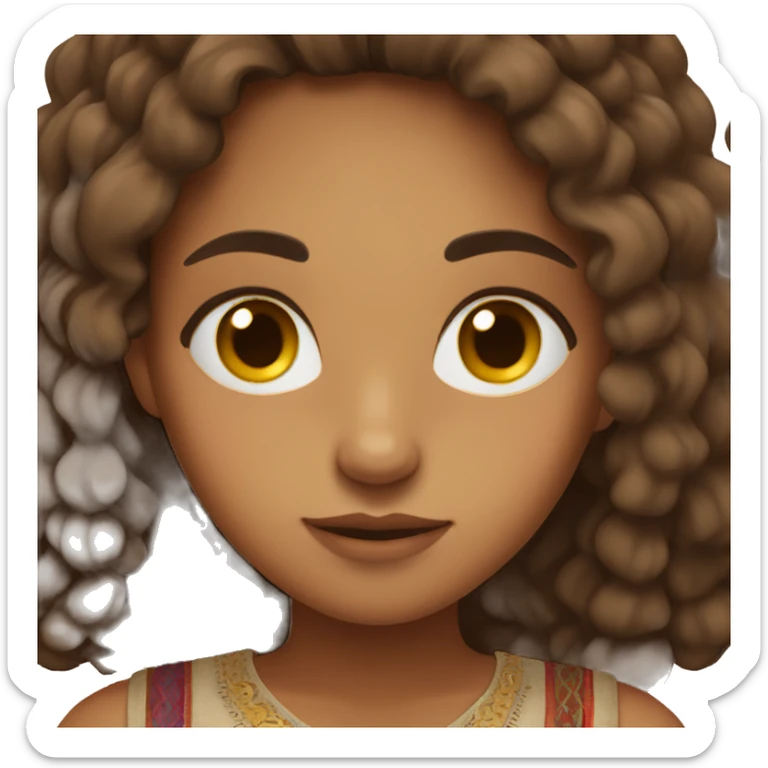 a half indian half english girl with freckles and brown eyes and thick brown hair  sticker