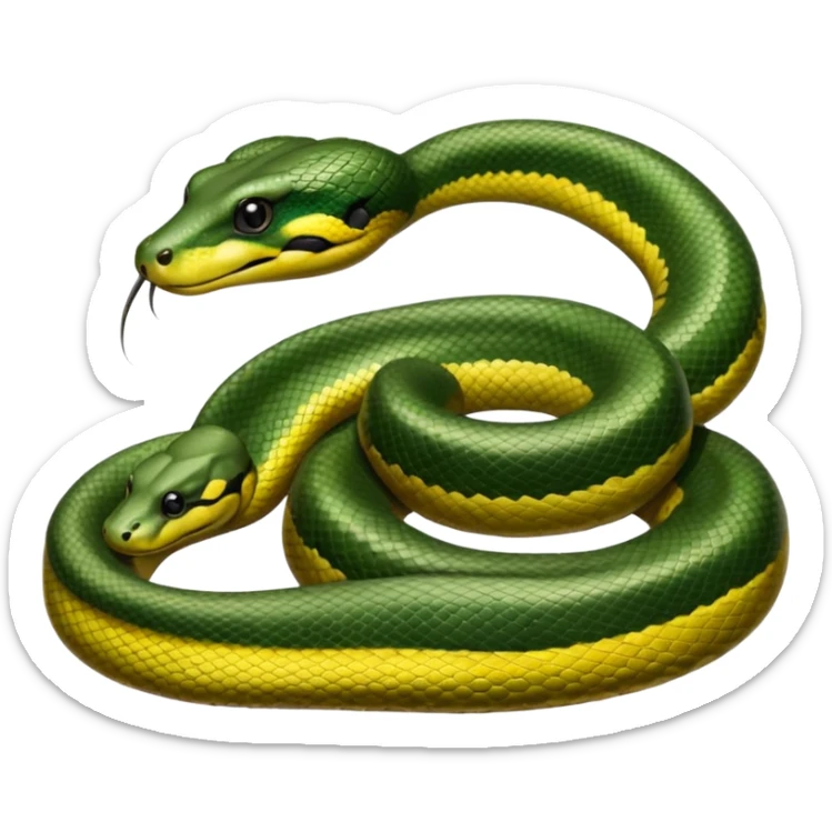 A photo-realistic digital illustration of a Green Anaconda, chest upward, with a broad, flat head, muscular body, and high-set eyes. Its olive-green body is covered with symmetrical, bold black oval spots, and its smooth, glossy scales highlight its large, powerful build. sticker