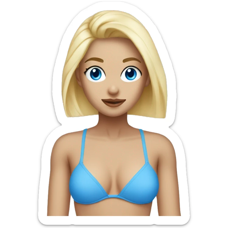 Blonde girl blue eyes bikini top sticker