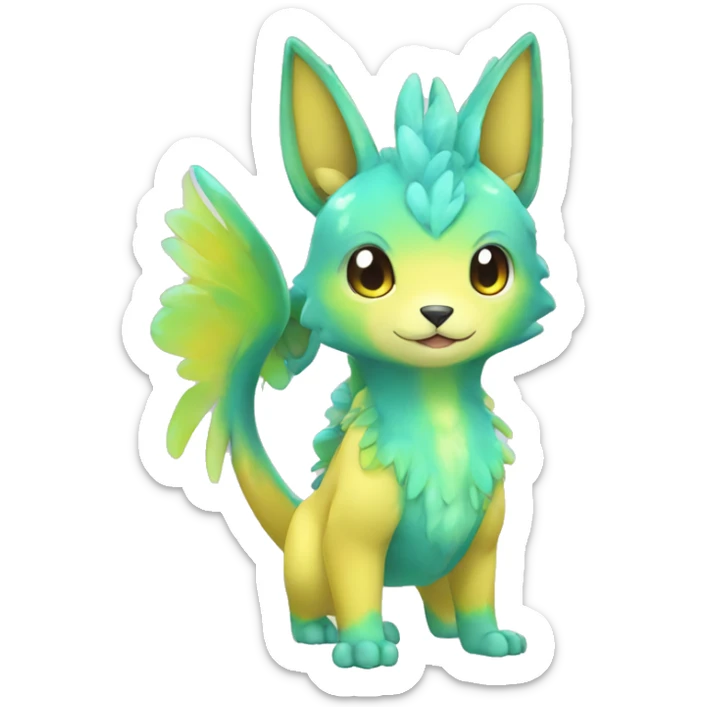 Cute cool shiny colorful animal hybrid Fakemon full body sticker
