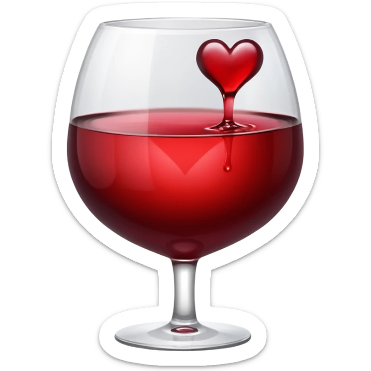 Genera un emoji de un corazón blanco con vino tinto , sencillo y lindo  sticker