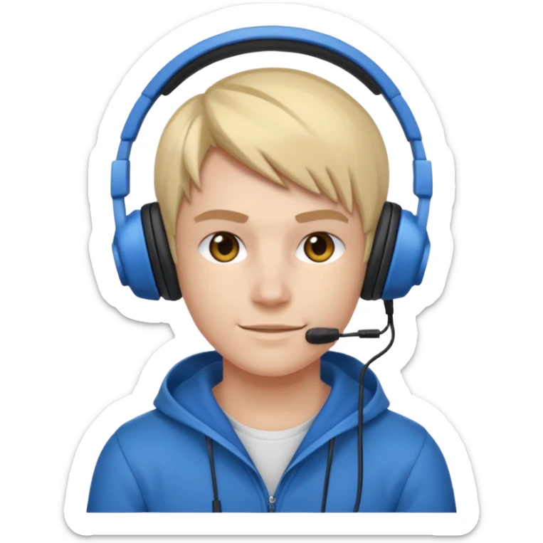 Créame un personaje de Blu strike tipo gamer con audífono y resolución HD sticker