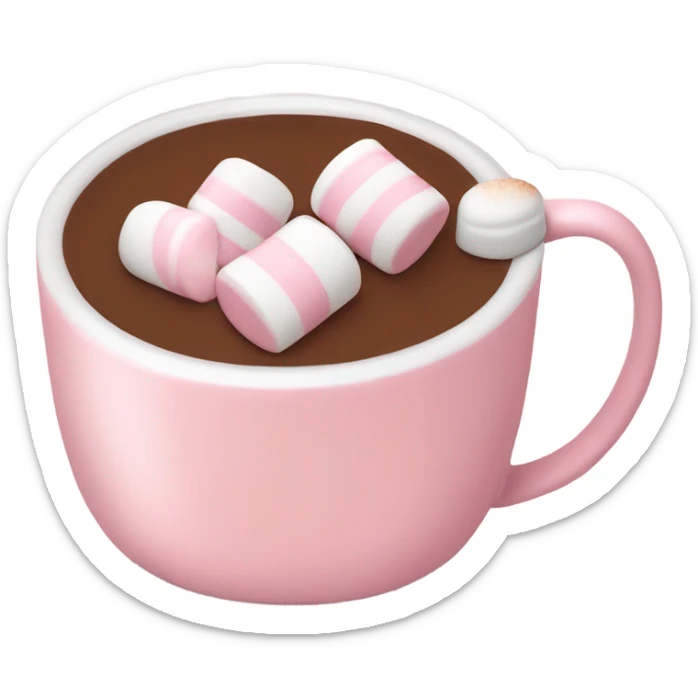 Light Pink mug of hot chocolate with marshmallows  sticker
