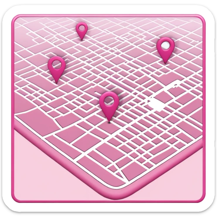 mix pink of a big gps paper map of the lines sticker