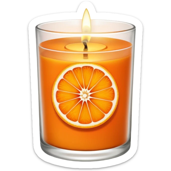 Citrus candle – orange wax in clear glass with slice of orange label sticker