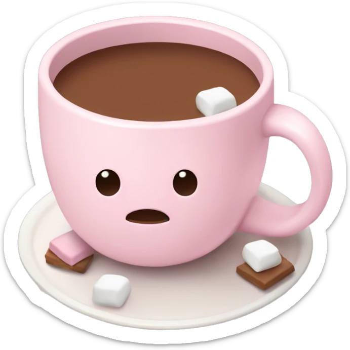Light Pink mug of hot chocolate with marshmallows  sticker