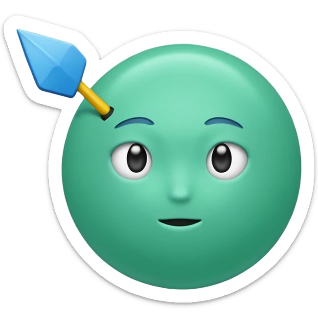 Una bola Azul claro🔵 con una flecha de verdadero ☑️ en el sentro de la bola azul  sticker