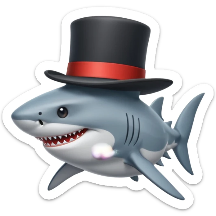 Shark with a top hat sticker