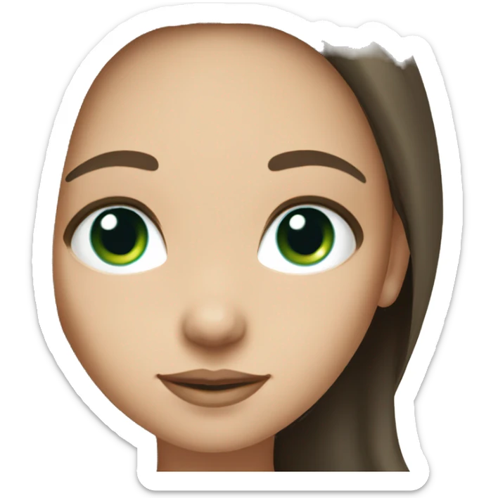 Brunette long hair with light skin and green/blue eyes girl cute sticker