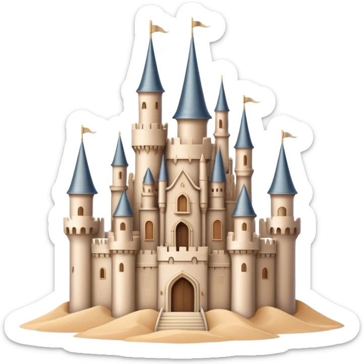 Elegant beige fantasy castle with sand-colored walls and pointed towers sticker