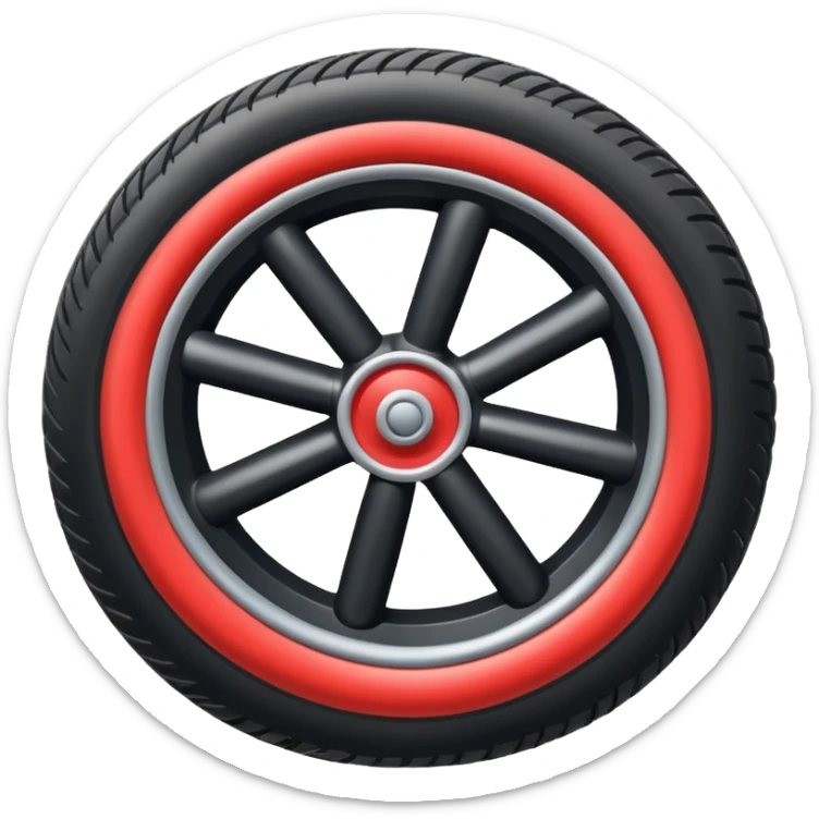 The aircraft's landing gear is one inflated, plump wheel with a strut, black in color, cartoon-style, isometric sticker