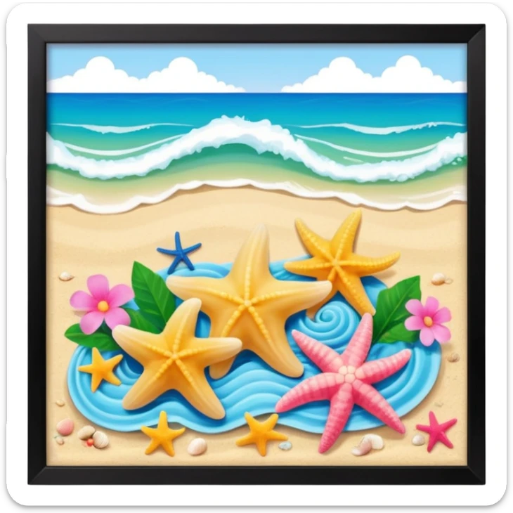 Conchiglie mare cocco onde stella marina fiori estivi tartarughe  sticker