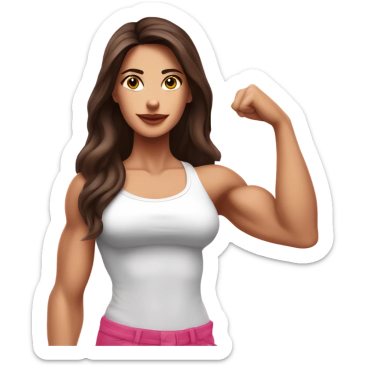 Beautyfull Brunette girl show biceps pink  sticker