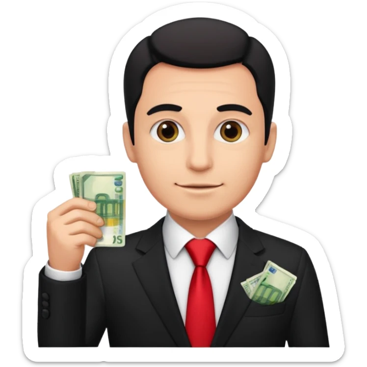 AN UNCLE with a tie in business clothes and with euro money
 sticker