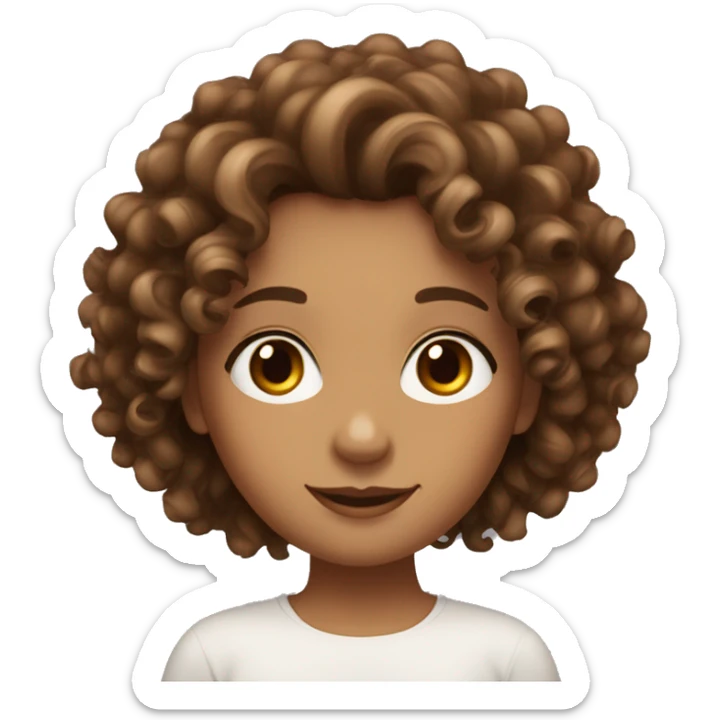 A curly with long length of hair,bronze tanned girl with brown eyes and log eyelashes sticker