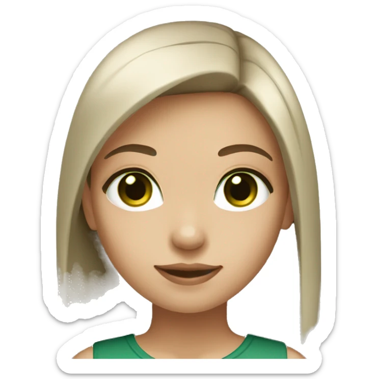 a girl with dark brown straight hair, dark green eyes and light skin tone sticker