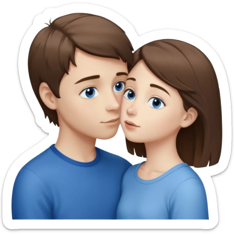 tall pale boy with blue eyes and medium length hair kissing a short girl with blue eyes and light brown shoulder length hair  sticker